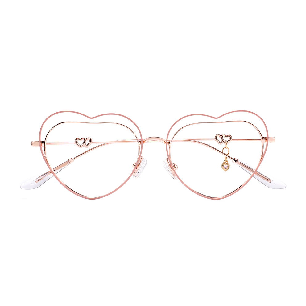 Heart Eyeglasses in Pink & Rose Gold