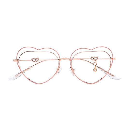 Heart Eyeglasses in Pink & Rose Gold