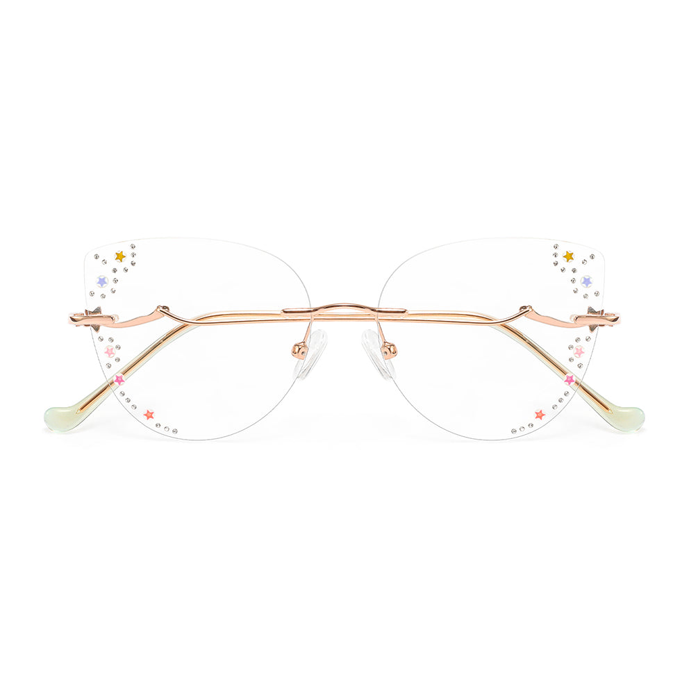 Twinkling Star Eyeglasses in Rose Gold