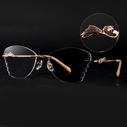 Clear Butterfly Eyeglasses in Rose Gold