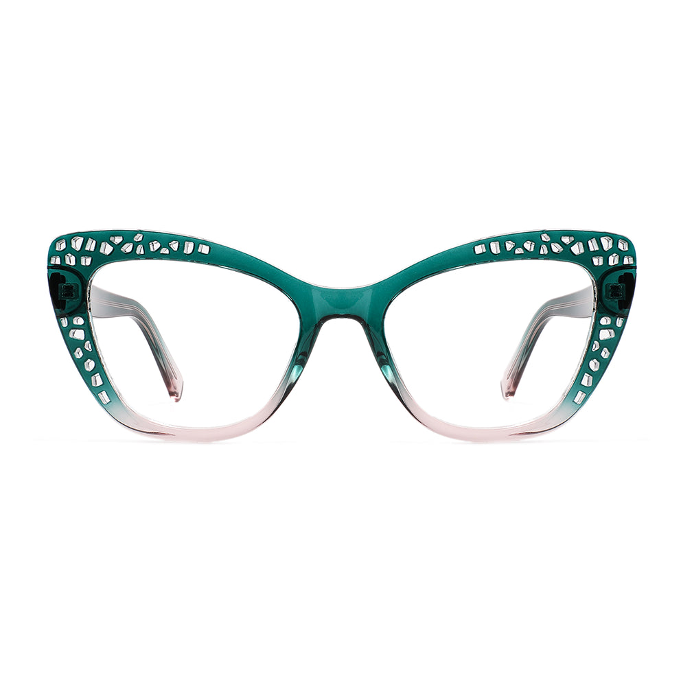 Taina Eyeglasses in Emerald Green & Pink