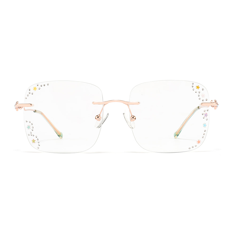 Colorful Star Eyeglasses in Rose Gold