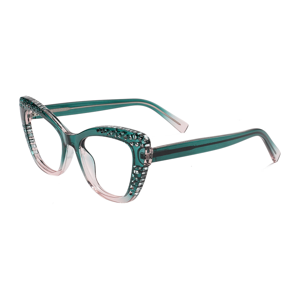 Taina Eyeglasses in Emerald Green & Pink