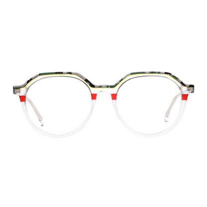 Sierra Eyeglasses in Clear & Green Tortoise