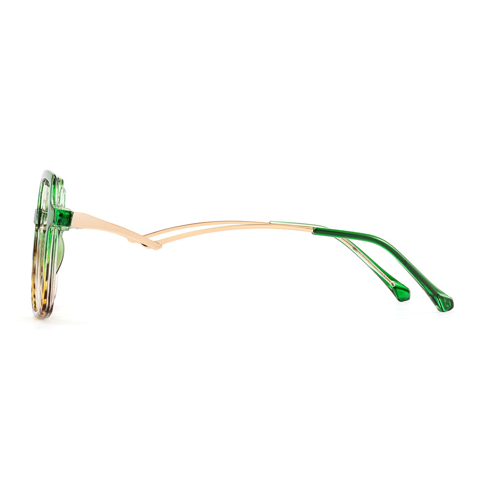 Cloris Eyeglasses in Green & Yellow Tortoise