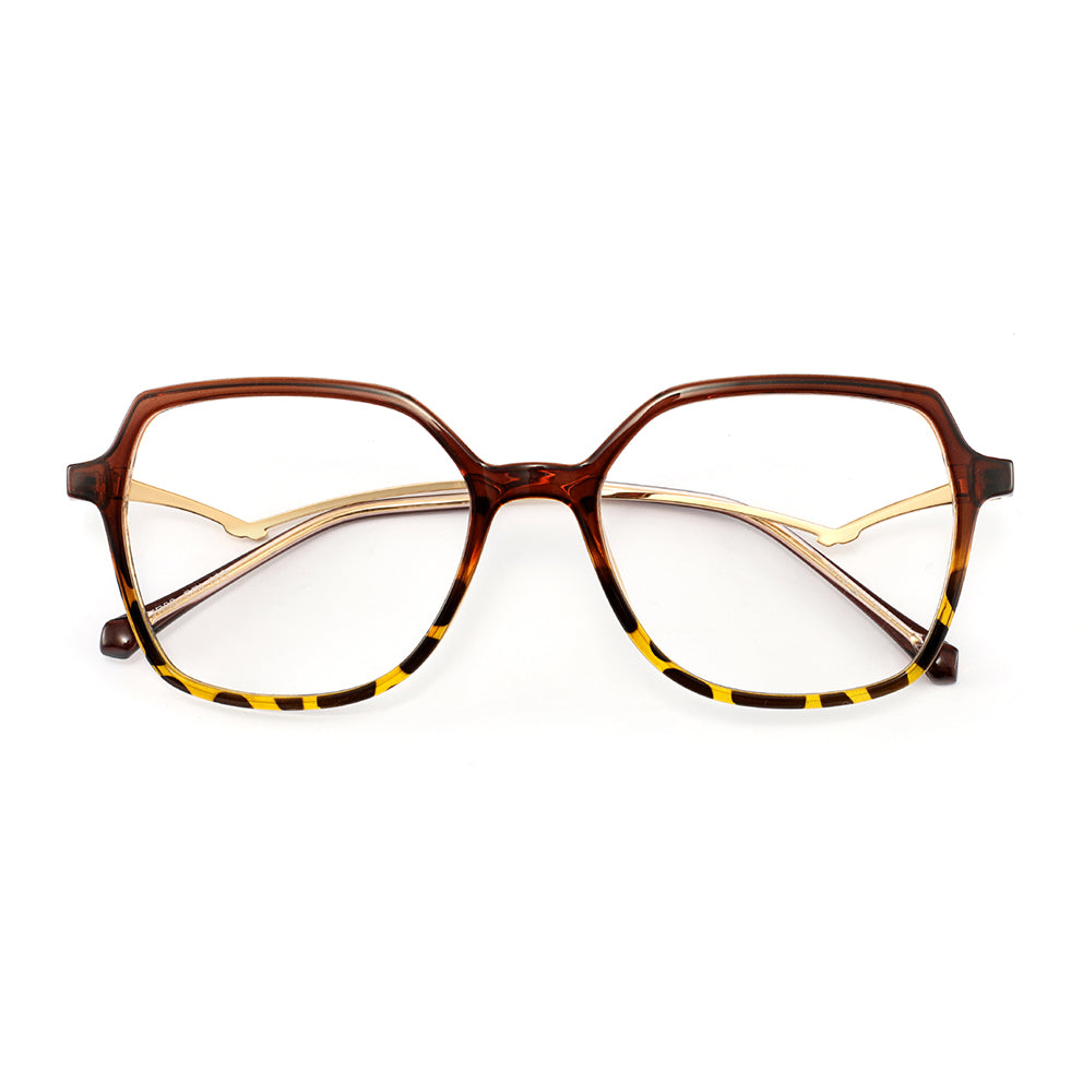 Cloris Eyeglasses in Brown & Yellow Tortoise