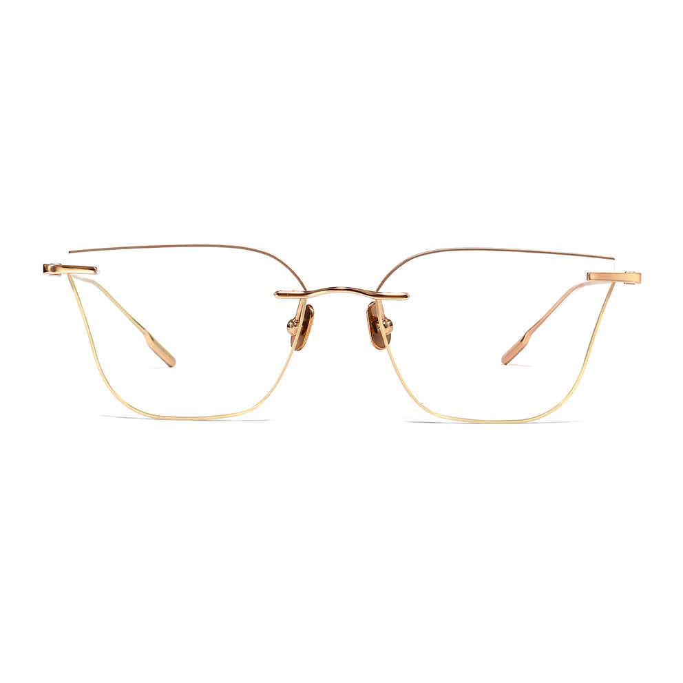 Rika Eyeglasses in Rose Gold & Brown Champagne