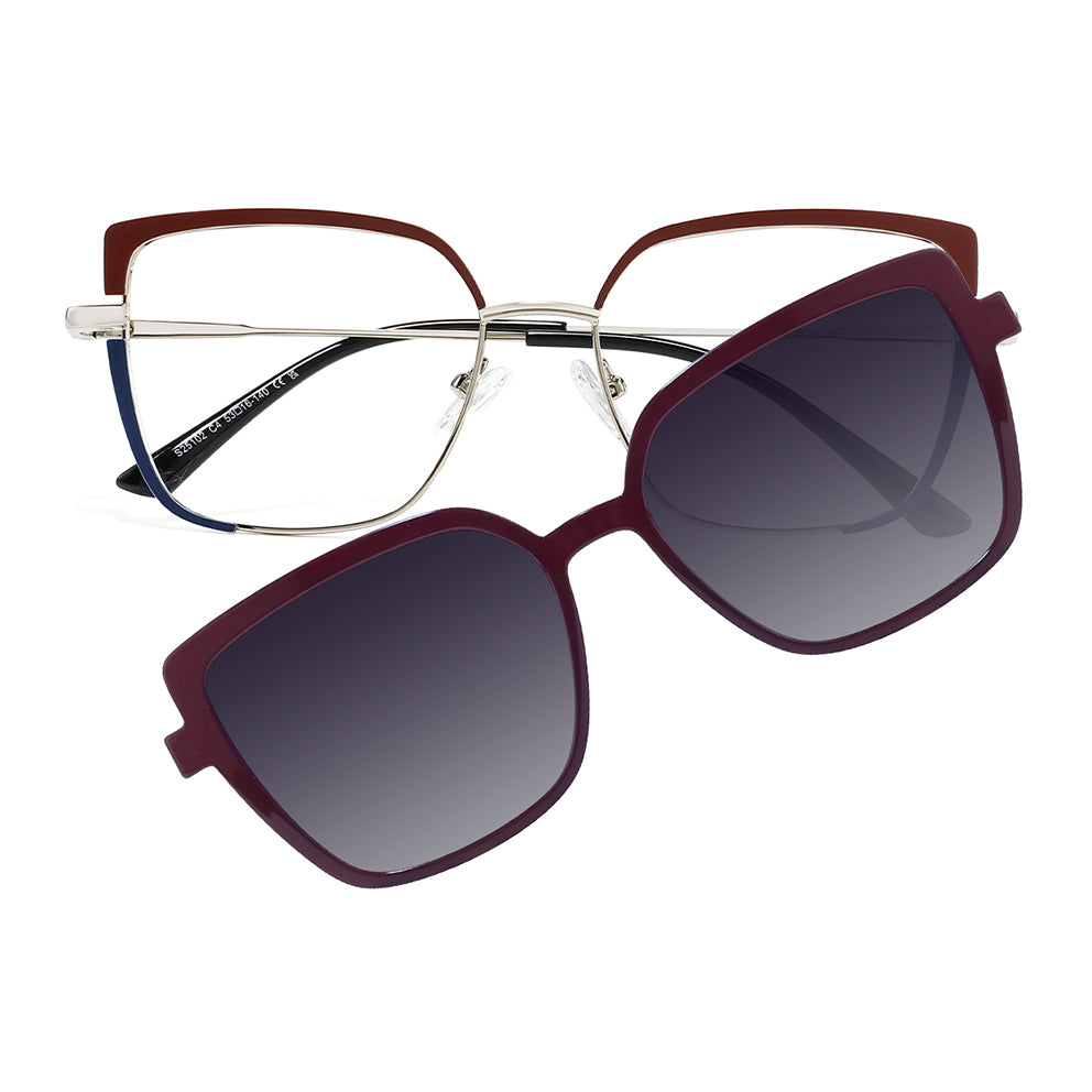 Dodie Eyeglasses in Burgundy & Blue