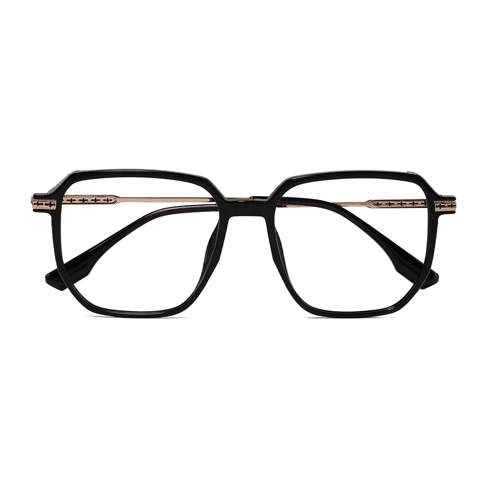 Romola Eyeglasses in Black & Gold