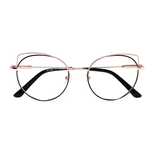 Jelley Eyeglasses in Black & Rose Gold